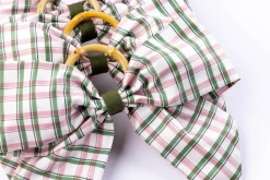 Maria Louise Cottage Place Settings & Linens|Silk Saffron Check Napkin Rings in Green, Set of 4