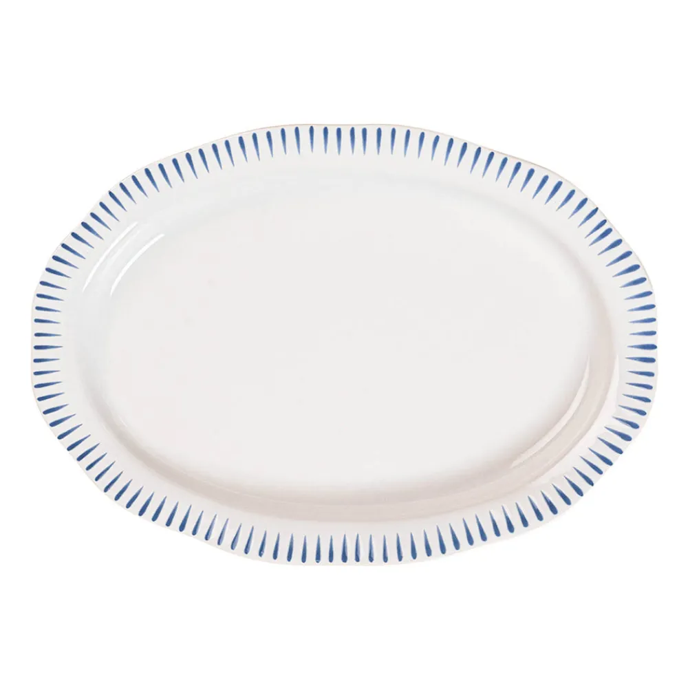 Juliska Dinnerware|Sitio Stripe 17" Serving Platter in Delft Blue