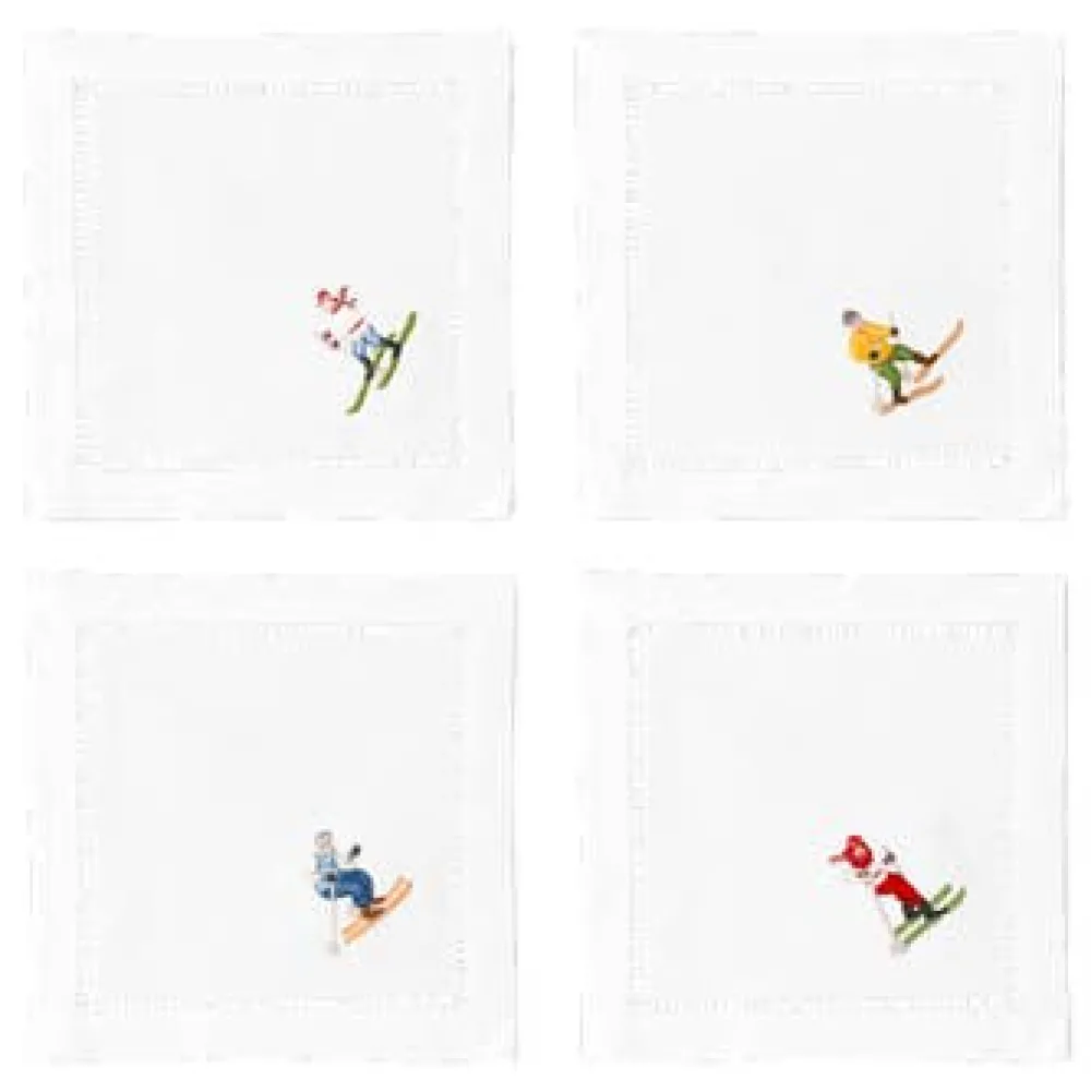 Henry Handwork Place Settings & Linens|Skiers Mix Set Cocktail Napkin Set