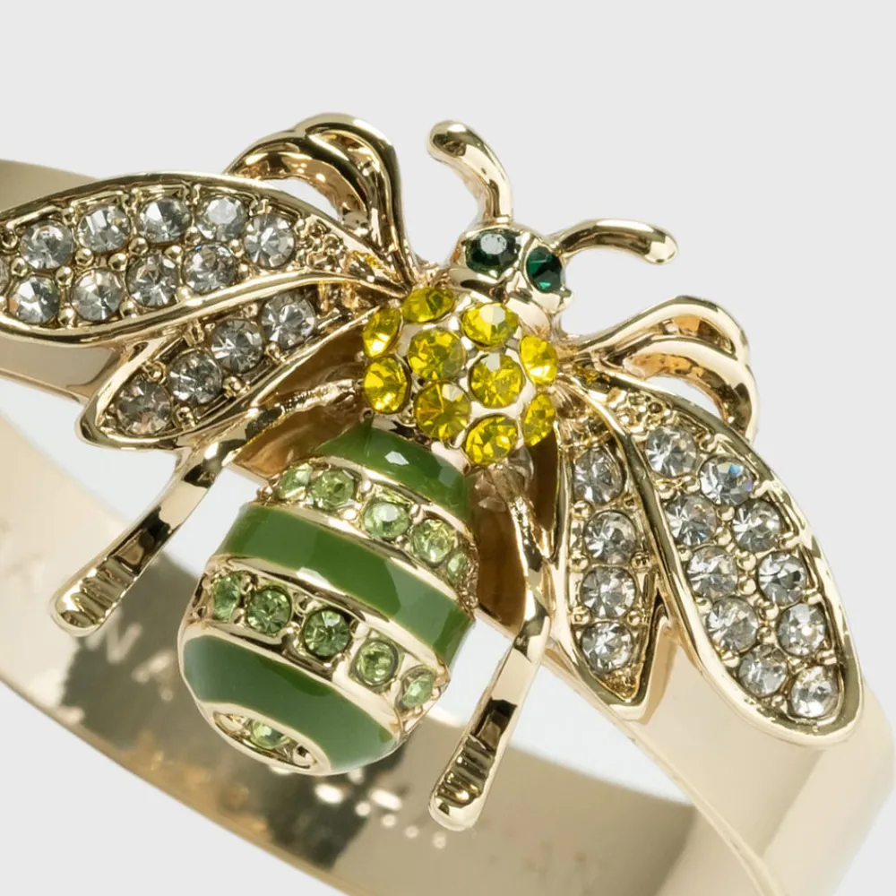 Joanna Buchanan Place Settings & Linens|Skinny Stripey Bee Napkin Rings in Green, Set of Four