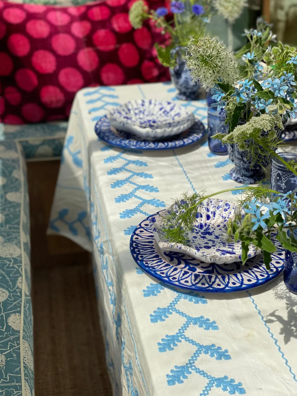Carolina Irving and Daughters Place Settings & Linens|Sky Vine Tablecloth