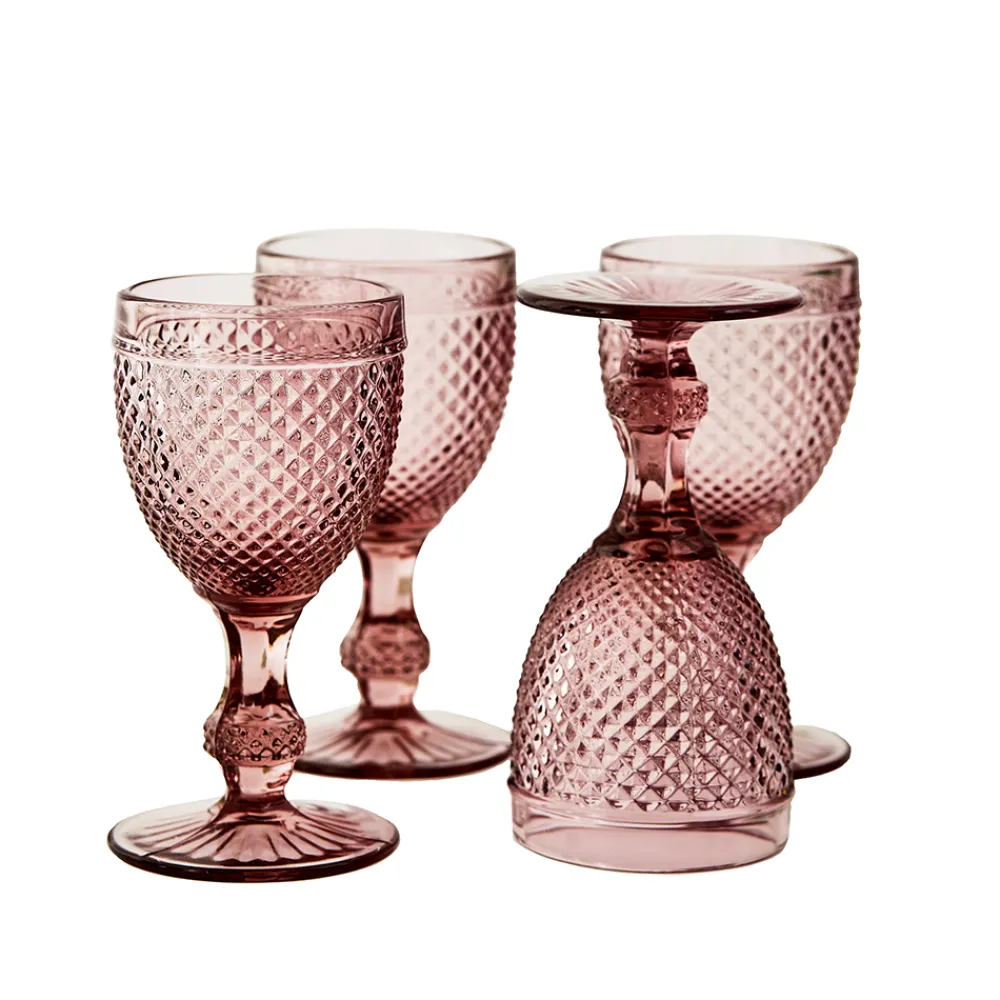 Maison Margaux Glassware|Small Blush Vintage Wine Glass, Set of 4