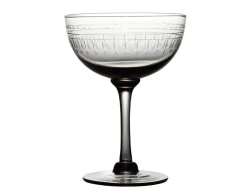 The Vintage List Glassware|Smoky Champagne Saucers With Ovals Design, Set of 4