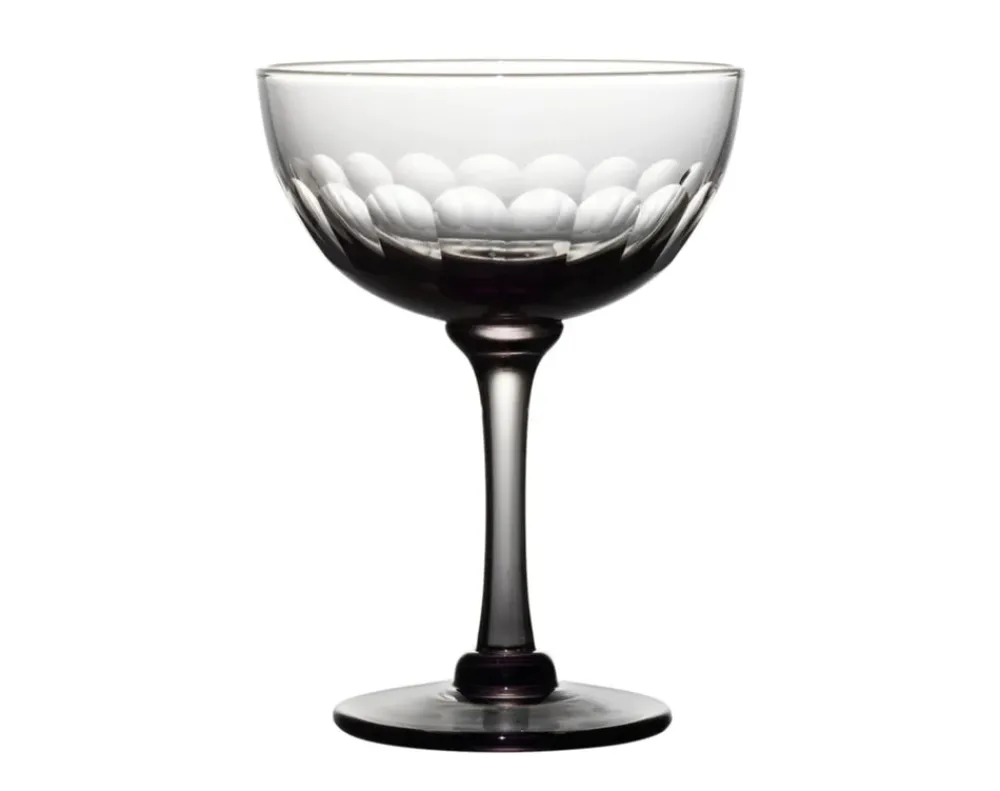 The Vintage List Glassware|Smoky Champagne Saucers With Lens Design, Set of 4