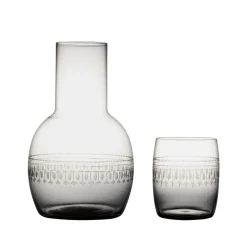 The Vintage List Glassware|Smoky Crystal Carafe Set With Ovals Design