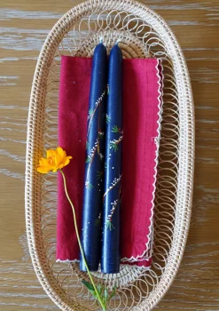 MJ Tablescapes Candles|Snowy Branches Taper Candles, Set of Two