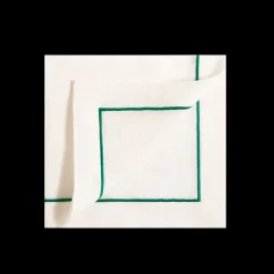 Z.d.G. Place Settings & Linens|Soft Linen Cord Embroidered Dinner Napkin in White with Gazon
