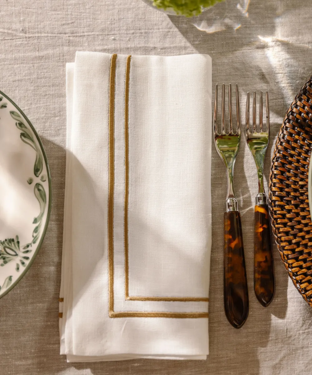 Rebecca Udall Place Settings & Linens|Sophie Classic Two Cord Napkin in Antique Gold