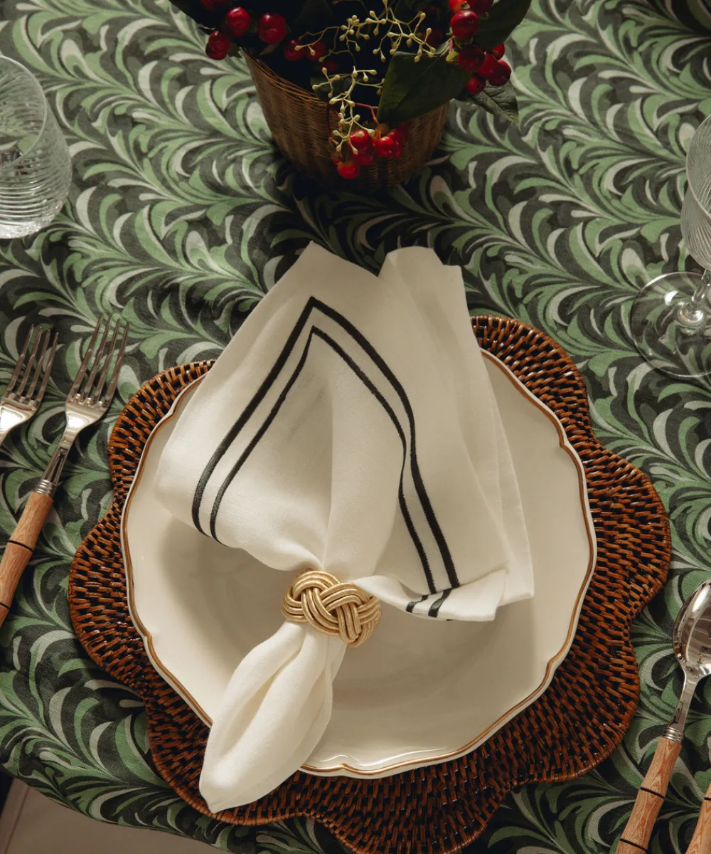 Rebecca Udall Place Settings & Linens|Sophie Classic Two Cord Napkin in Forest Green