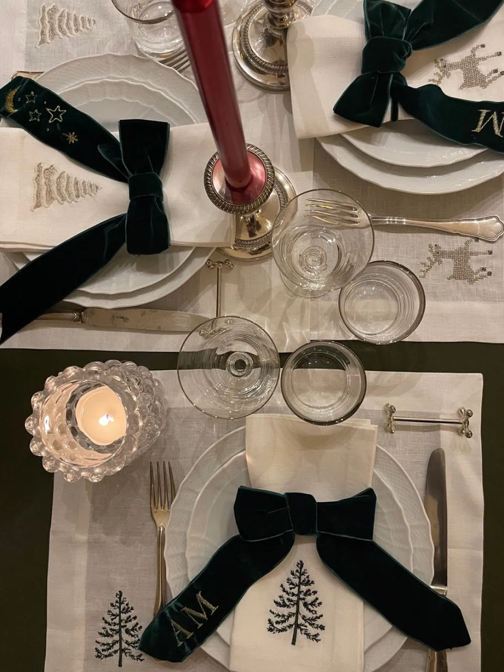 TriChi Design Place Settings & Linens|Sparkling Christmas Tree Placemat, Set of 4