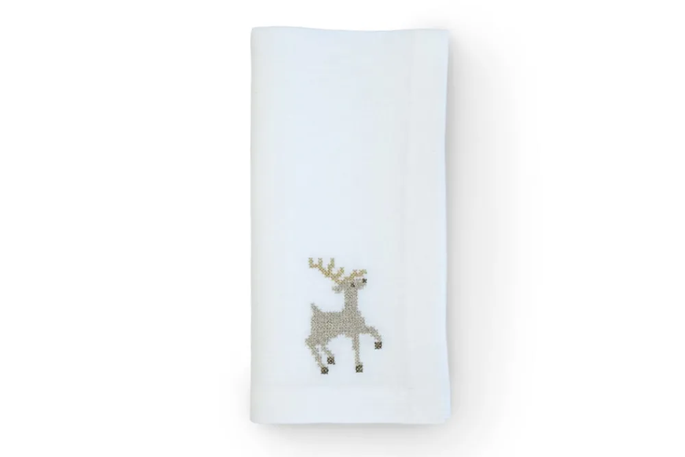 TriChi Design Place Settings & Linens|Sparkling Reindeer Napkin, Set of 4