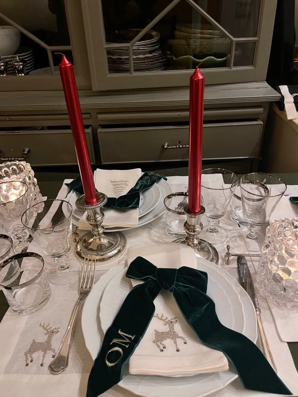 TriChi Design Place Settings & Linens|Sparkling Reindeer Napkin, Set of 4