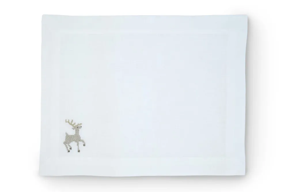 TriChi Design Place Settings & Linens|Sparkling Reindeer Placemat, Set of 4