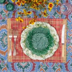 Cabana Dinnerware|Speckled Dinner Plate in Green and White