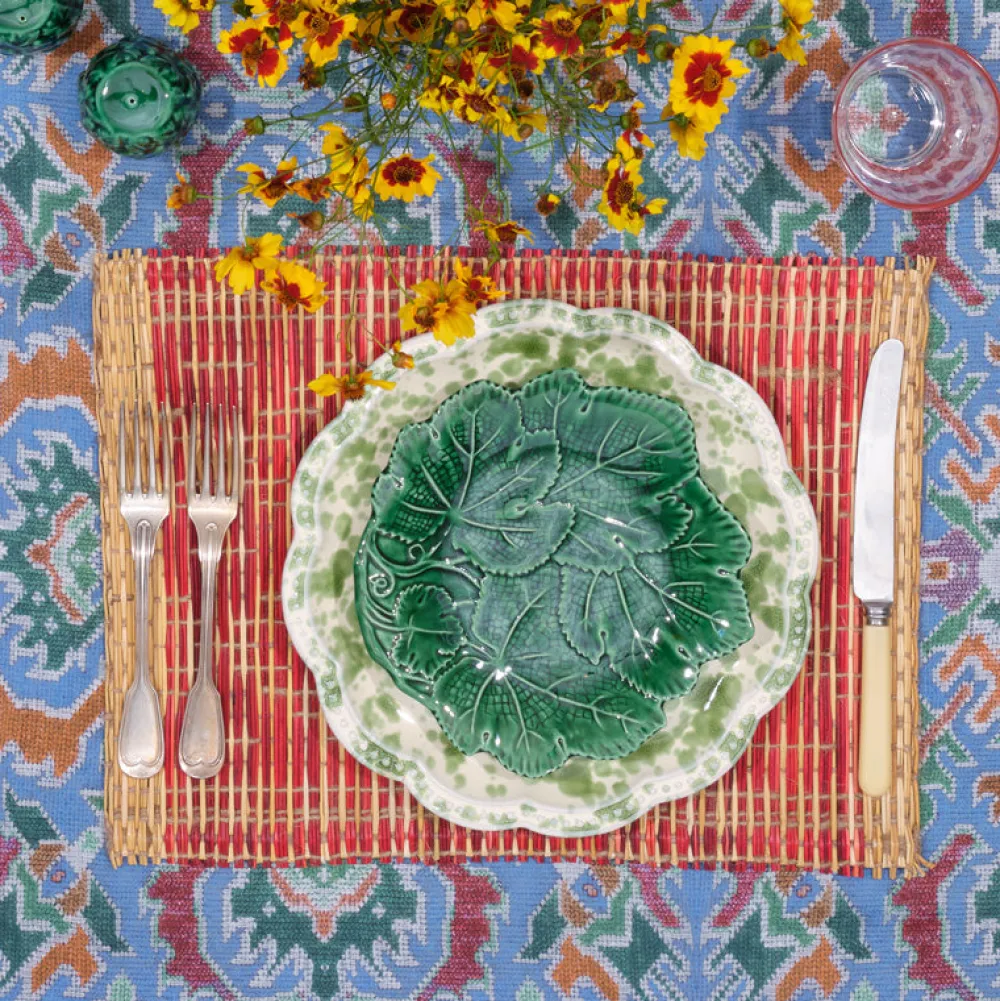 Cabana Dinnerware|Speckled Dinner Plate in Green and White