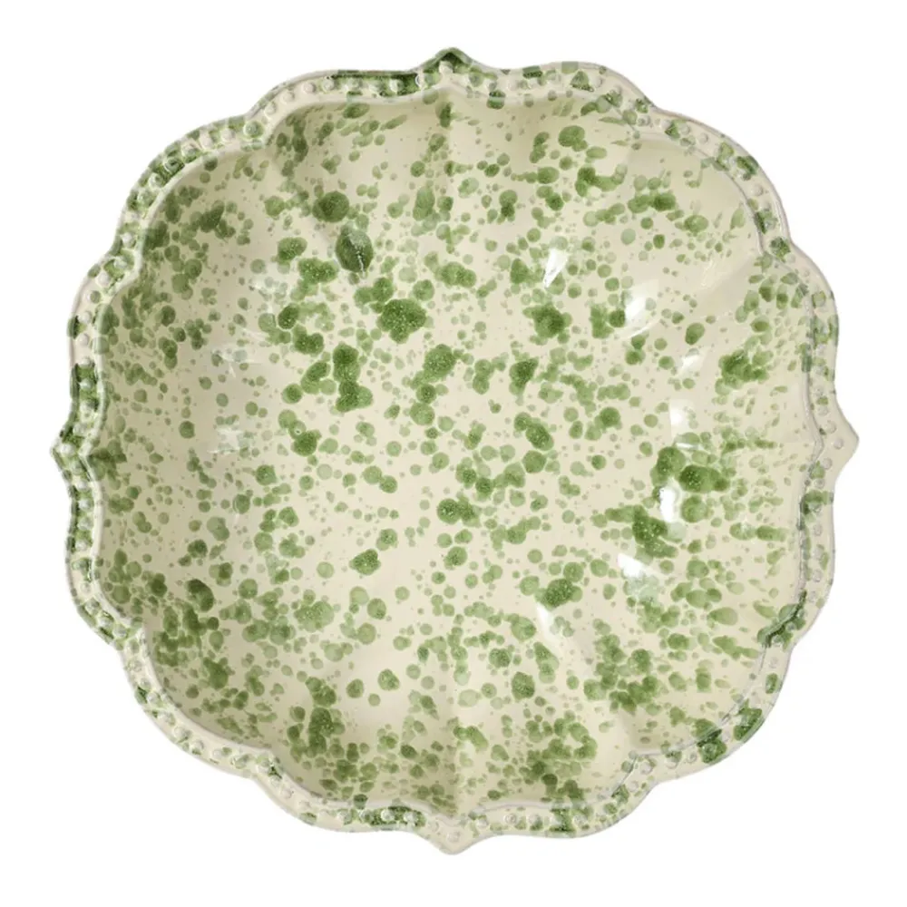 Cabana Dinnerware|Speckled Serving Bowl, Green and White