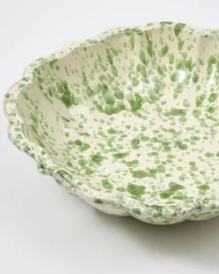 Cabana Dinnerware|Speckled Serving Bowl, Green and White