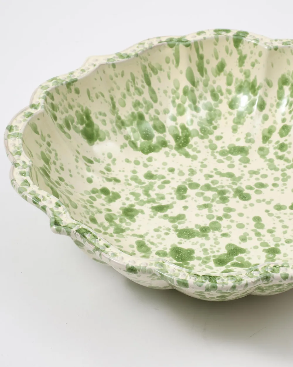 Cabana Dinnerware|Speckled Serving Bowl, Green and White