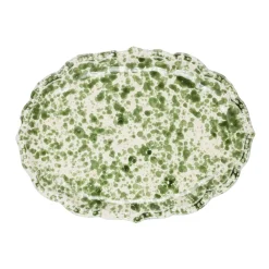 Cabana Dinnerware|Speckled Serving Plate in Green and White