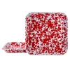 Golden Rabbit Dinnerware|Square Trays in Red Swirl, Set of 2