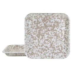 Golden Rabbit Dinnerware|Square Trays in Taupe Swirl, Set of 2