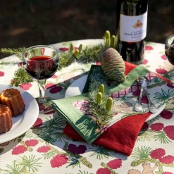 Couleur Nature Place Settings & Linens|Squirrel and Pinecone Tea Towels in Red & Brown, Set of 3