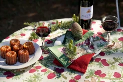 Couleur Nature Place Settings & Linens|Squirrel and Pinecone Tea Towels in Red & Brown, Set of 3