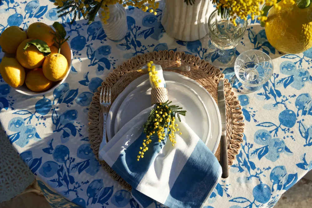 Couleur Nature Place Settings & Linens|St. Tropez Napkins in Blue, Set of 6