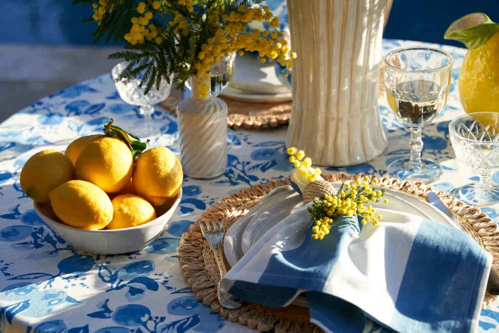 Couleur Nature Place Settings & Linens|St. Tropez Napkins in Blue, Set of 6