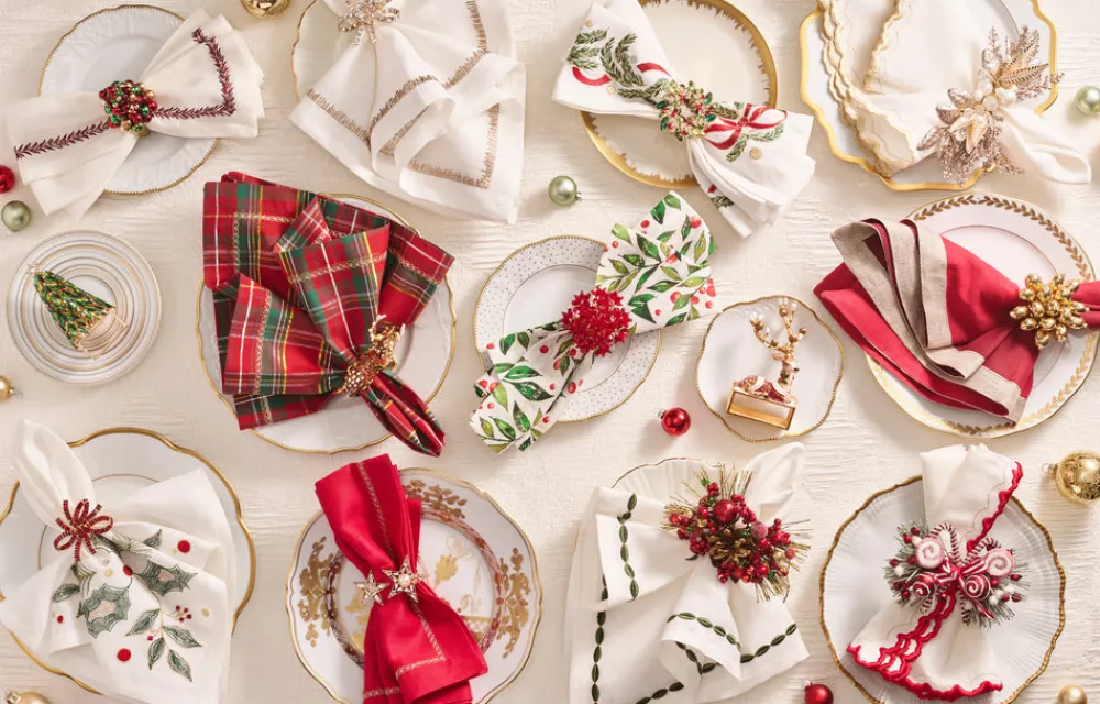 Kim Seybert Place Settings & Linens|Star Napkin Ring in Gold & Crystal, Set of 4