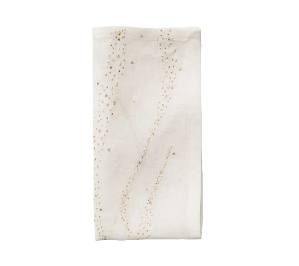 Kim Seybert Place Settings & Linens|Star Spray Napkin in White & Gold & Silver, Set of 4