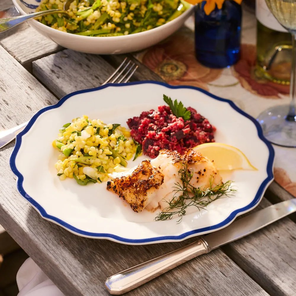 Caskata Dinnerware|Stella Scalloped Blue Dinner Plate