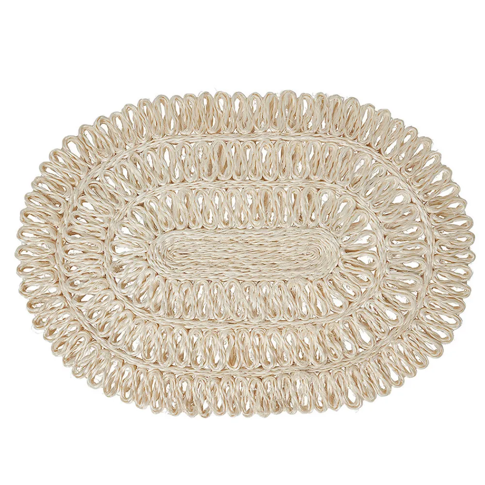Juliska Place Settings & Linens|Straw Loop Oval Placemat in Whitewash