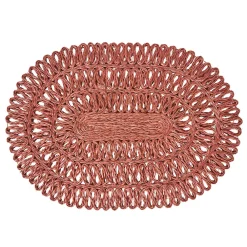 Juliska Place Settings & Linens|Straw Loop Oval Placemat in Coral