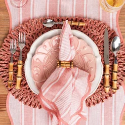 Juliska Place Settings & Linens|Straw Loop Oval Placemat in Coral