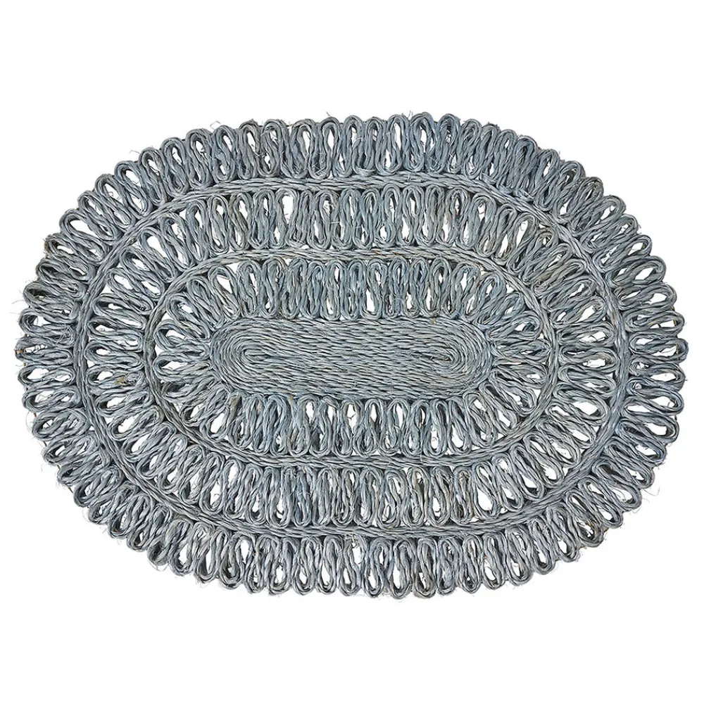 Juliska Place Settings & Linens|Straw Loop Oval Placemat in Chambray