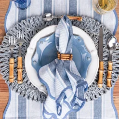 Juliska Place Settings & Linens|Straw Loop Oval Placemat in Chambray