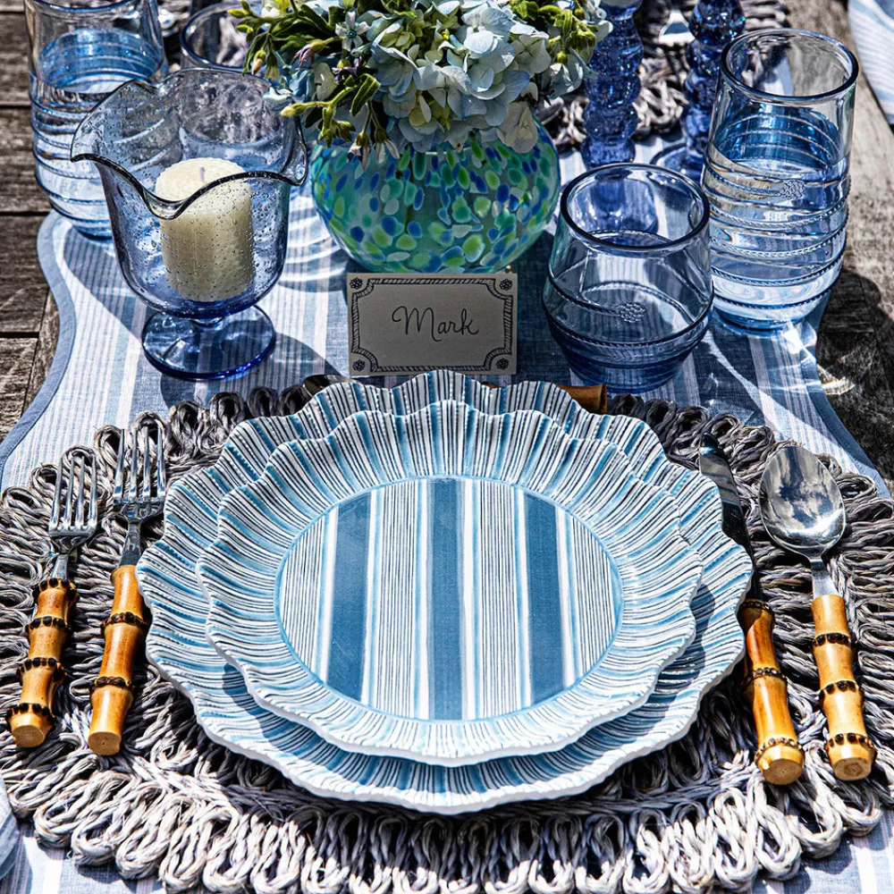 Juliska Place Settings & Linens|Straw Loop Oval Placemat in Chambray