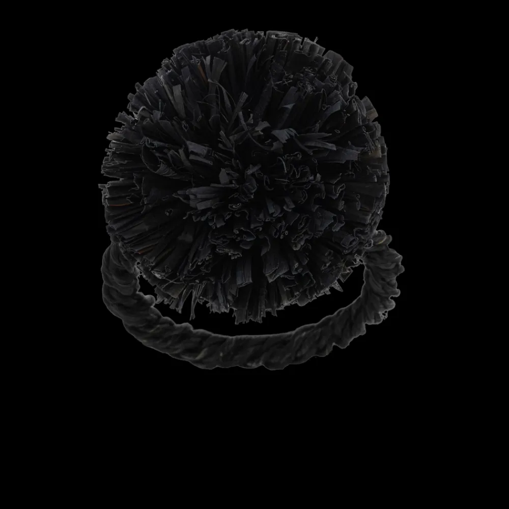 Joanna Buchanan Place Settings & Linens|Straw Pompom Napkin Rings in Black, Set of Four