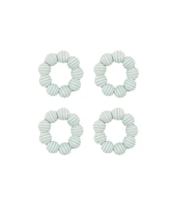 Rebecca Udall Place Settings & Linens|Striped Napkin Rings in Chalk Blue, Set of 4