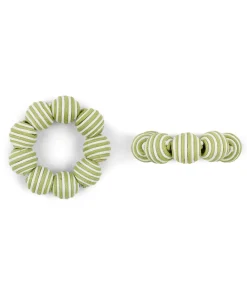Rebecca Udall Place Settings & Linens|Striped Napkin Rings in Sage, Set of 4