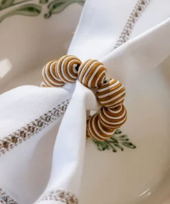 Rebecca Udall Place Settings & Linens|Striped Napkin Rings in Tobacco, Set of 4