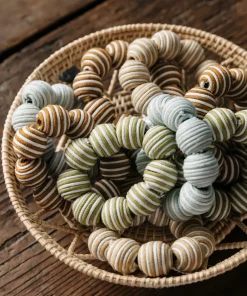 Rebecca Udall Place Settings & Linens|Striped Napkin Rings in Taupe, Set of 4