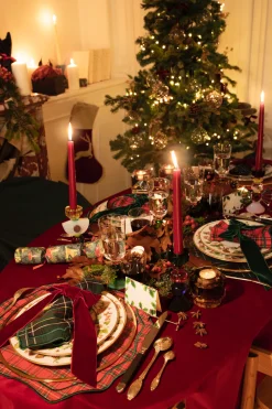 TriChi Design Place Settings & Linens|Stucco Red Tartan Napkin and Placemat, Set of 2