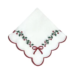 Flying Sheep Country Place Settings & Linens|Studio Collection - Linen: Holly & Bows in Napkin, Set of 4