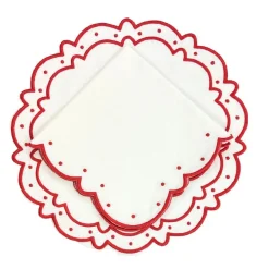 Flying Sheep Country Place Settings & Linens|Studio Collection - Linen: Ava Placemats - White/Red, Set of 4