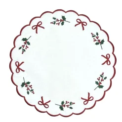 Flying Sheep Country Place Settings & Linens|Studio Collection in Linen: Holly & Bows Placemat, Set of 4
