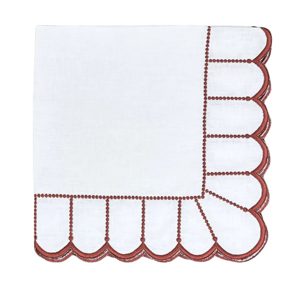Flying Sheep Country Place Settings & Linens|Studio Collection in Linen: Pippa Napkin in White/Red, Set of 4
