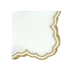 Flying Sheep Country Place Settings & Linens|Studio Collection Lillian Napkin in White/Gold, Set of 4