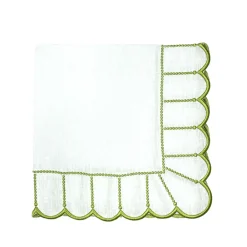 Flying Sheep Country Place Settings & Linens|Studio Collection Pippa Napkins in White and Green, Set of 4